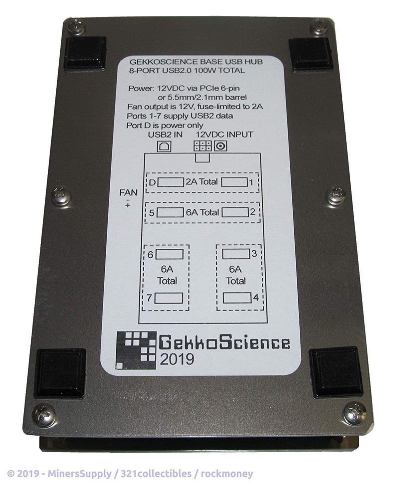 Gekkoscience 8 Port USB Hub 2.0 for Compac F USB Miners