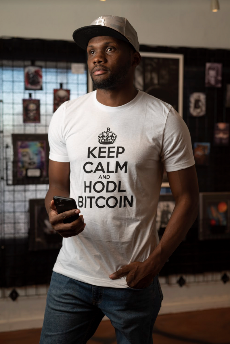 Bitcoinmerch.com - Keep Calm and HODL Bitcoin T-Shirt White