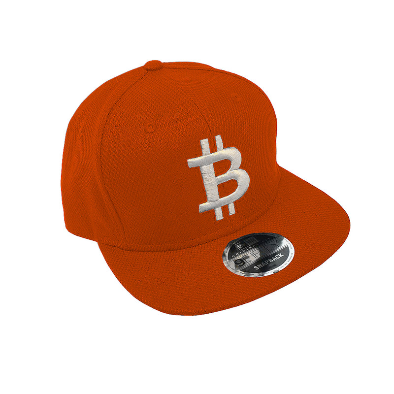 Bitcoin Flat Bill Snapback Moisture Wicking Hat 3D Puffed Symbol - Different Colors