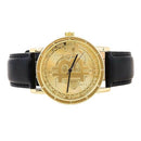 Mens 40mm Gold Cryptocurrency Bitcoin Dial Watch with Leather Strap - BTC