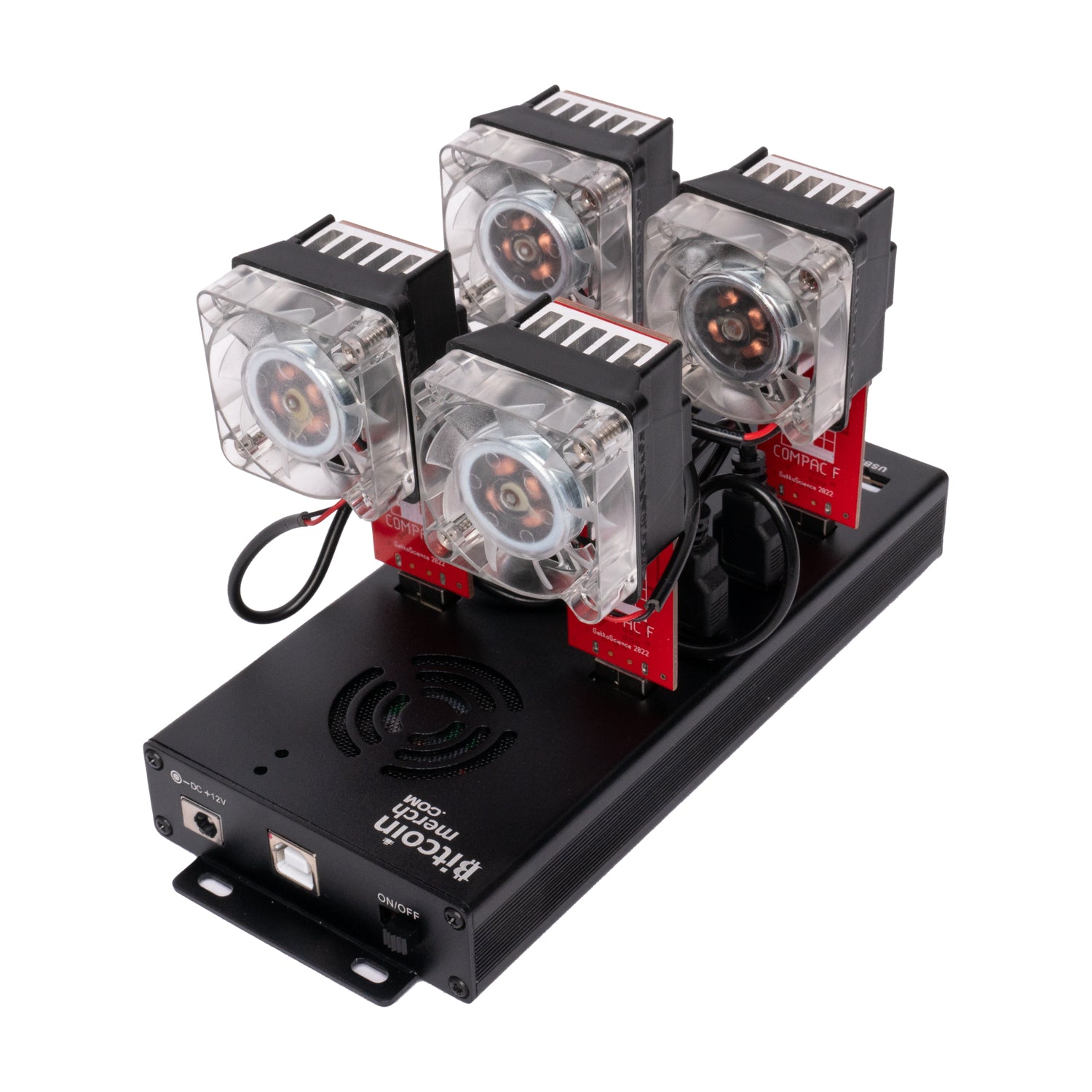 Bitcoin Merch® 4 x GekkoScience COMPAC F with Fan Upgrade + 10-Port US