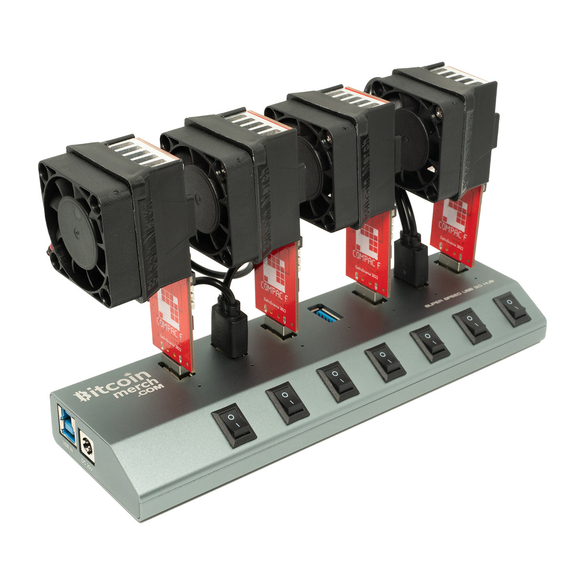 4 x GekkoScience COMPAC F with Fan Upgrade + Bitcoin Merch