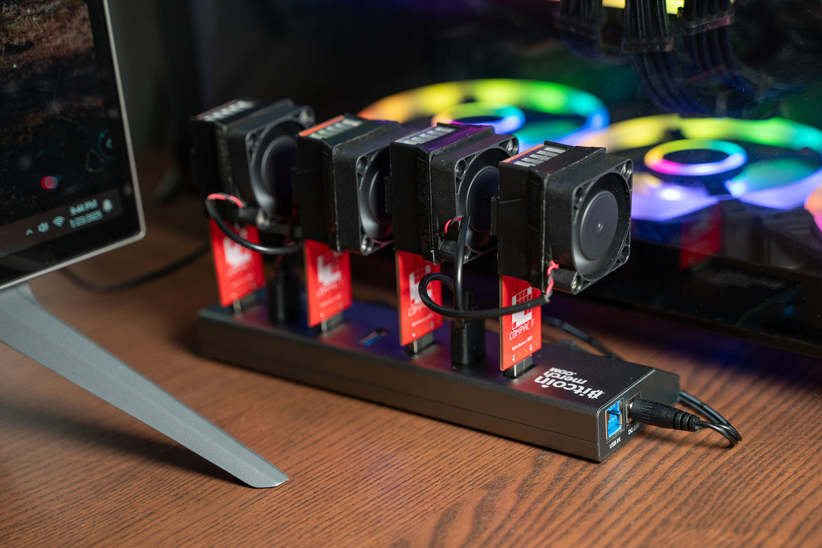 4 x GekkoScience COMPAC F with Fan Upgrade + Bitcoin Merch® 7-Port USB Hub  - COMBO Up to 1.2+TH/s