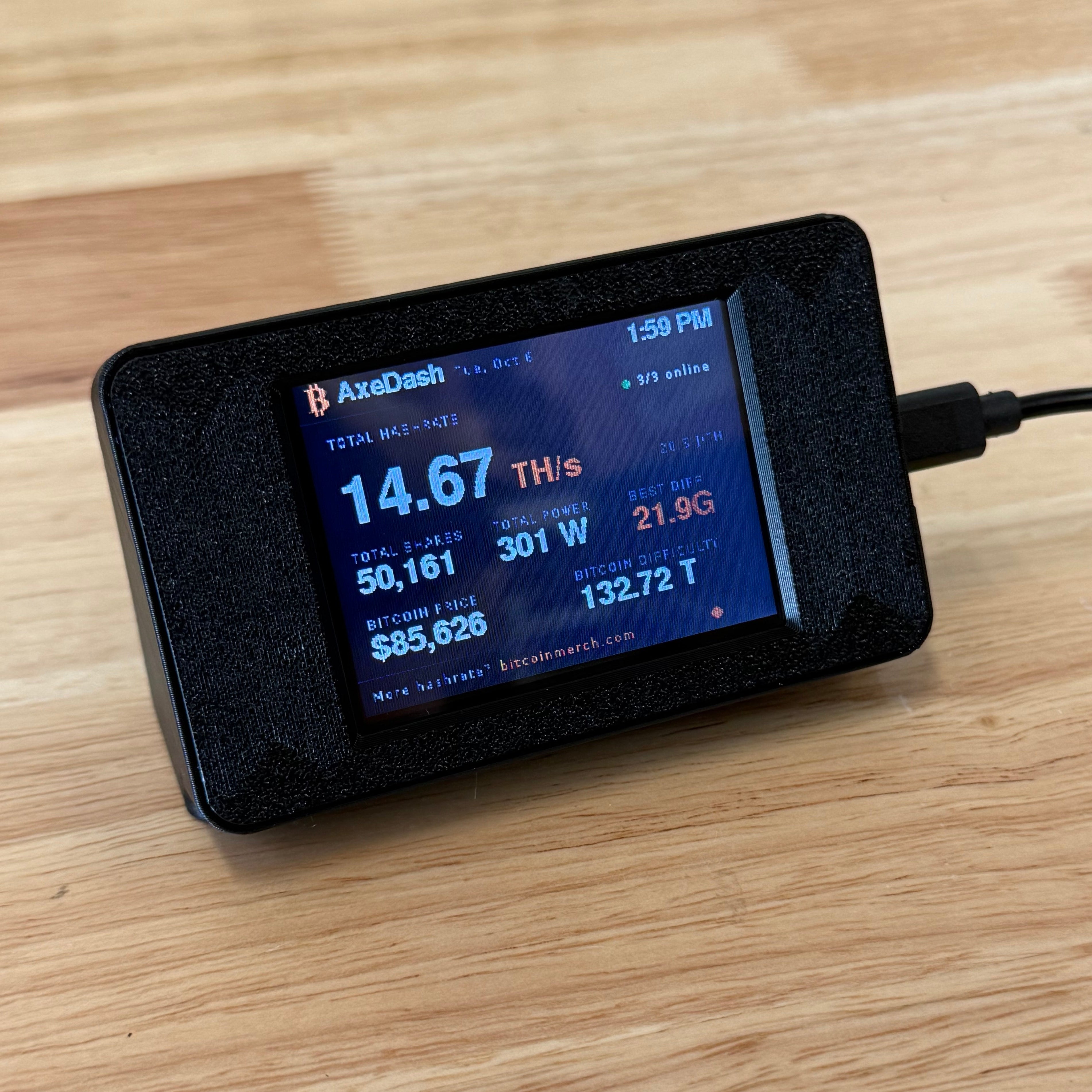 Bitcoin Merch® - AxeDash: Desktop Display for Your Bitaxe Miners