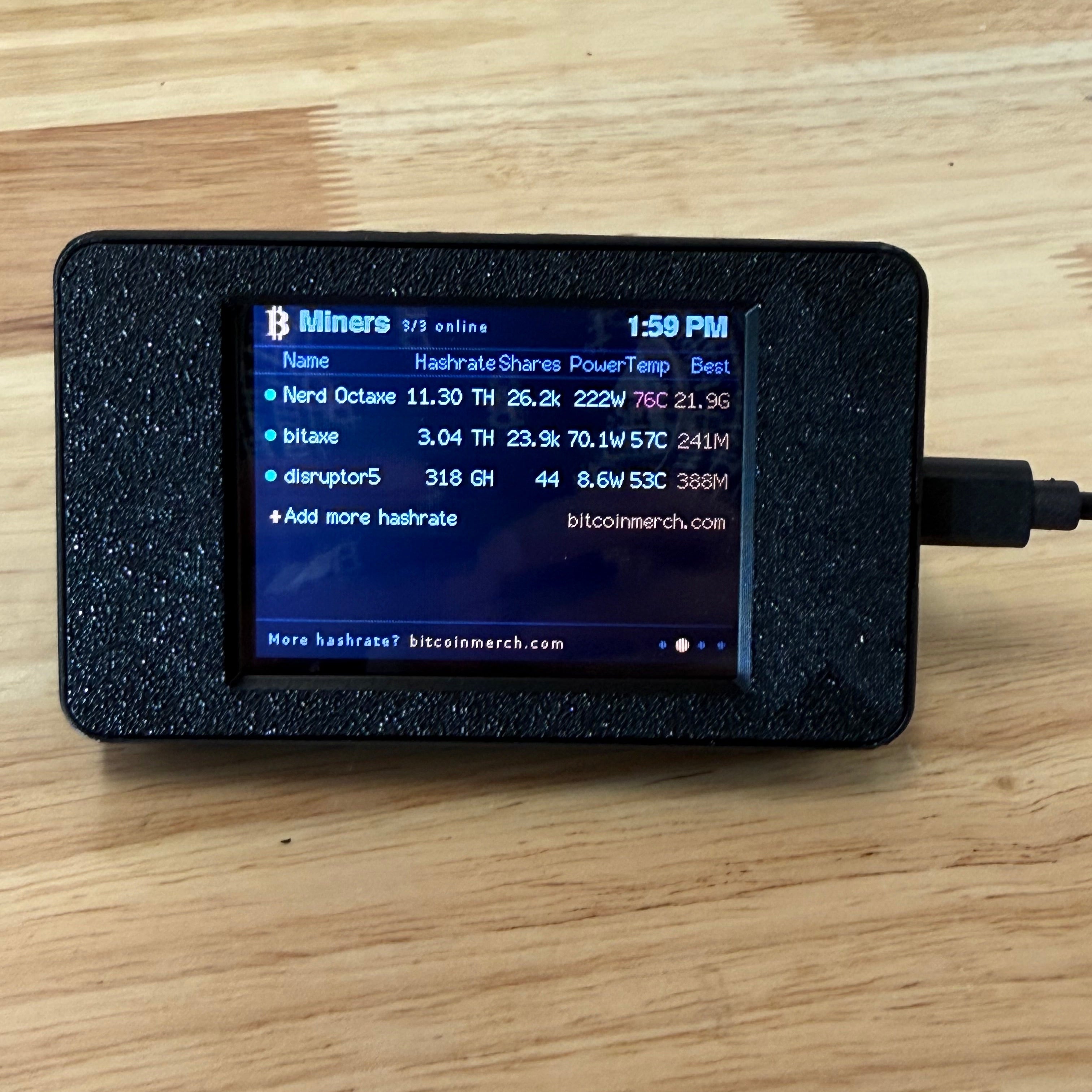 Bitcoin Merch® - AxeDash: Desktop Display for Your Bitaxe Miners
