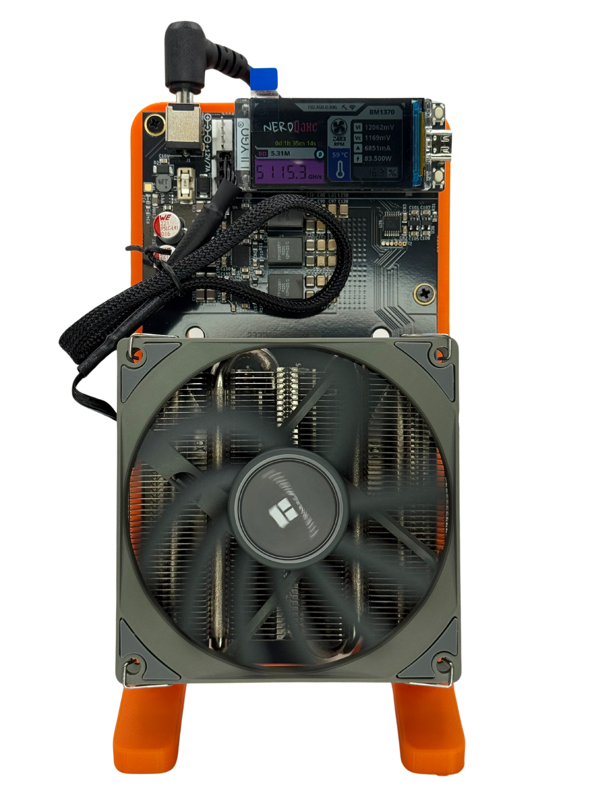 Bitcoin Merch® - NerdQaxe++ 5TH/s Multi-Chip BTC Miner w Power Supply