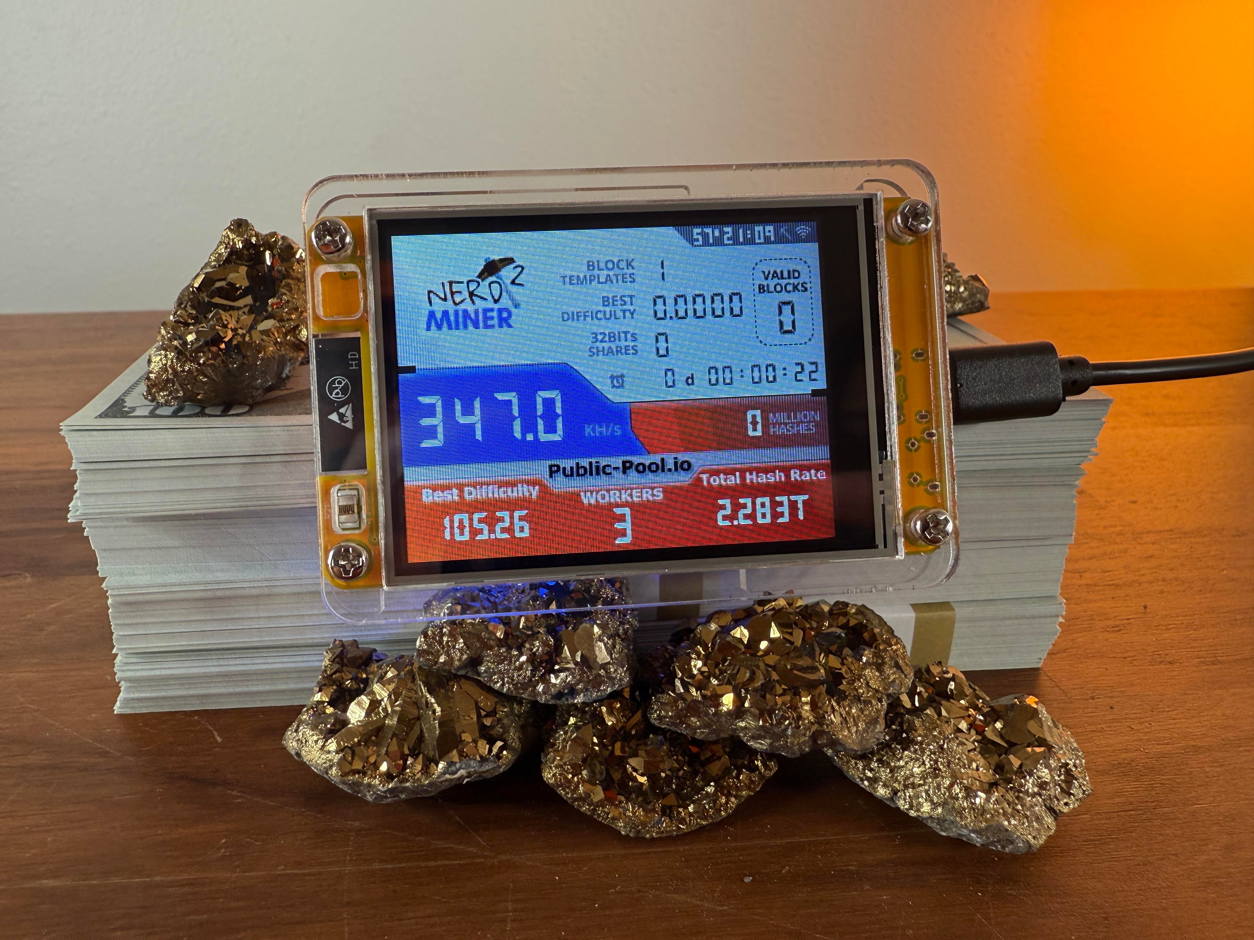 Bitcoin Merch® Gold Nugget Lottery Nerd Miner NMMiner 350 KH/s