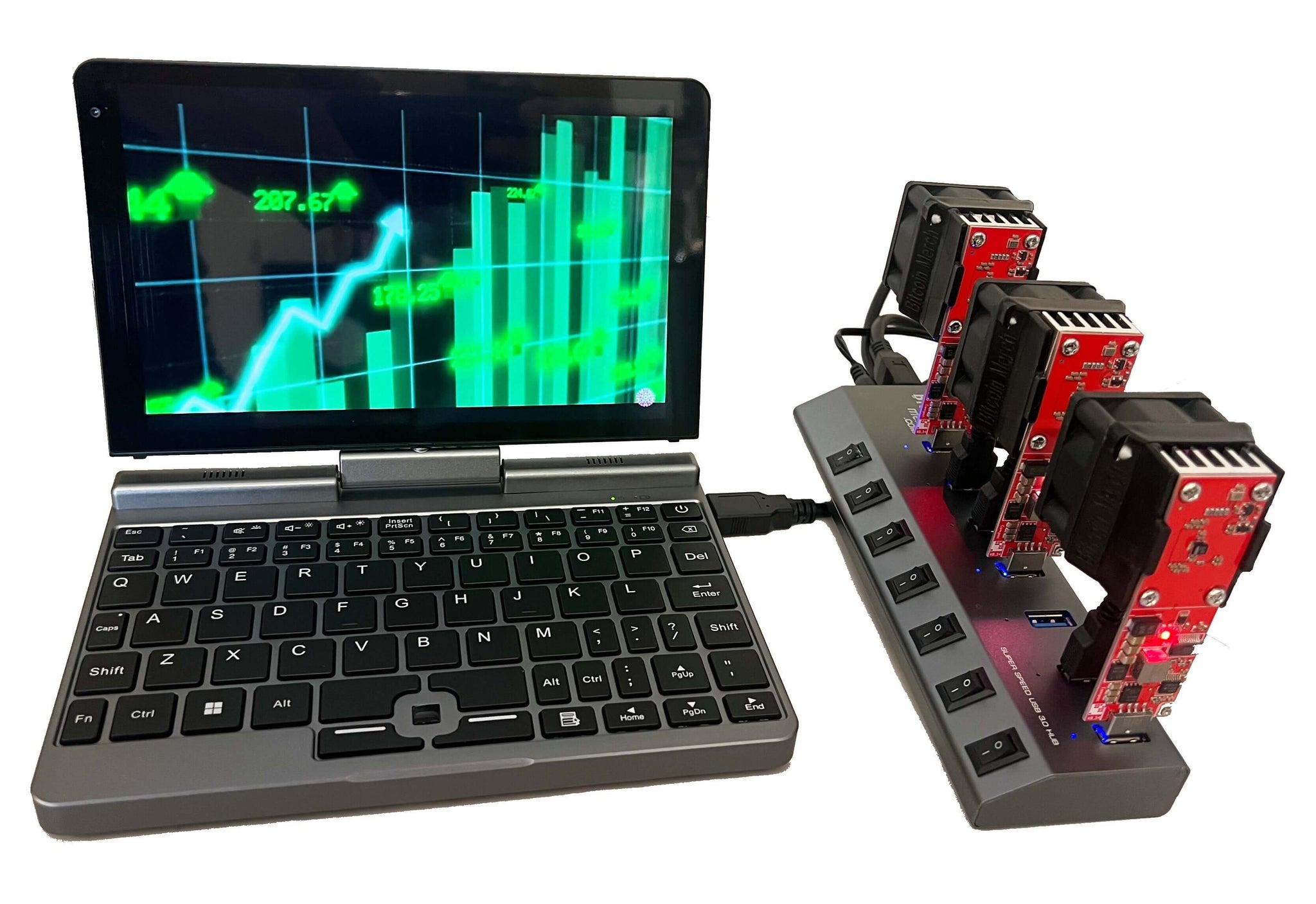 Bitcoin Merch® - Easy Miner Laptop Kit - 3 x GekkoScience COMPAC F Laptop Combo BTC