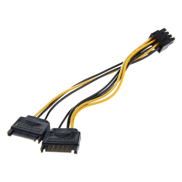 Dual 15 Pin SATA Male to PCIE 8Pin(6+2) Male Video Card Power Cable W6V9 O8