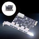 PCI Express PCI-E to 4 Port USB 3.0 Hub Controller Expansion Riser Card Adapter