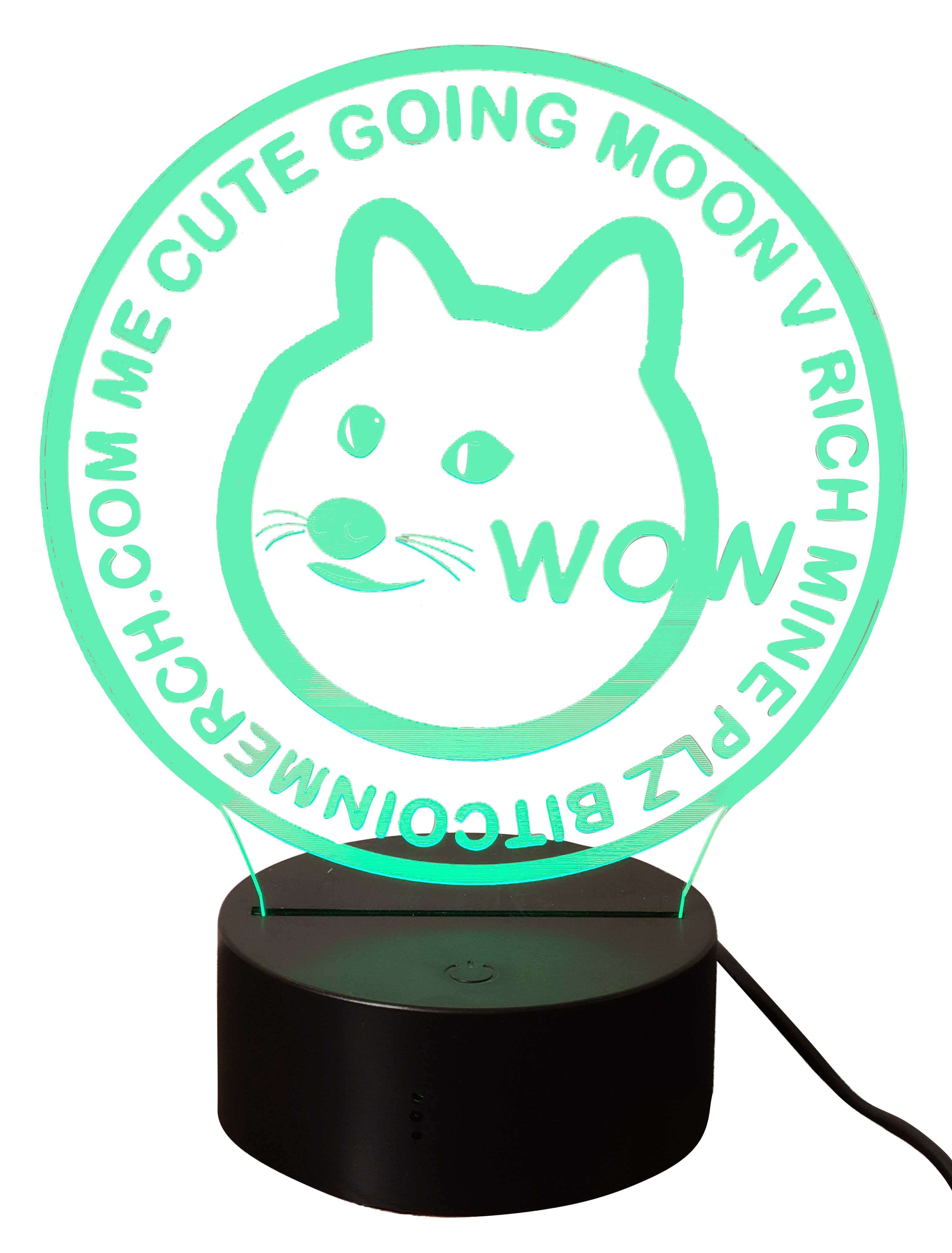 Clear Dogecoin USB LED Desk Night Light Lamp 