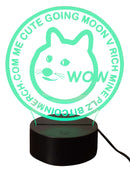 Clear Dogecoin USB LED Desk Night Light Lamp "Me Cute Going Moon V Rich PLZ Mine" 7-Color