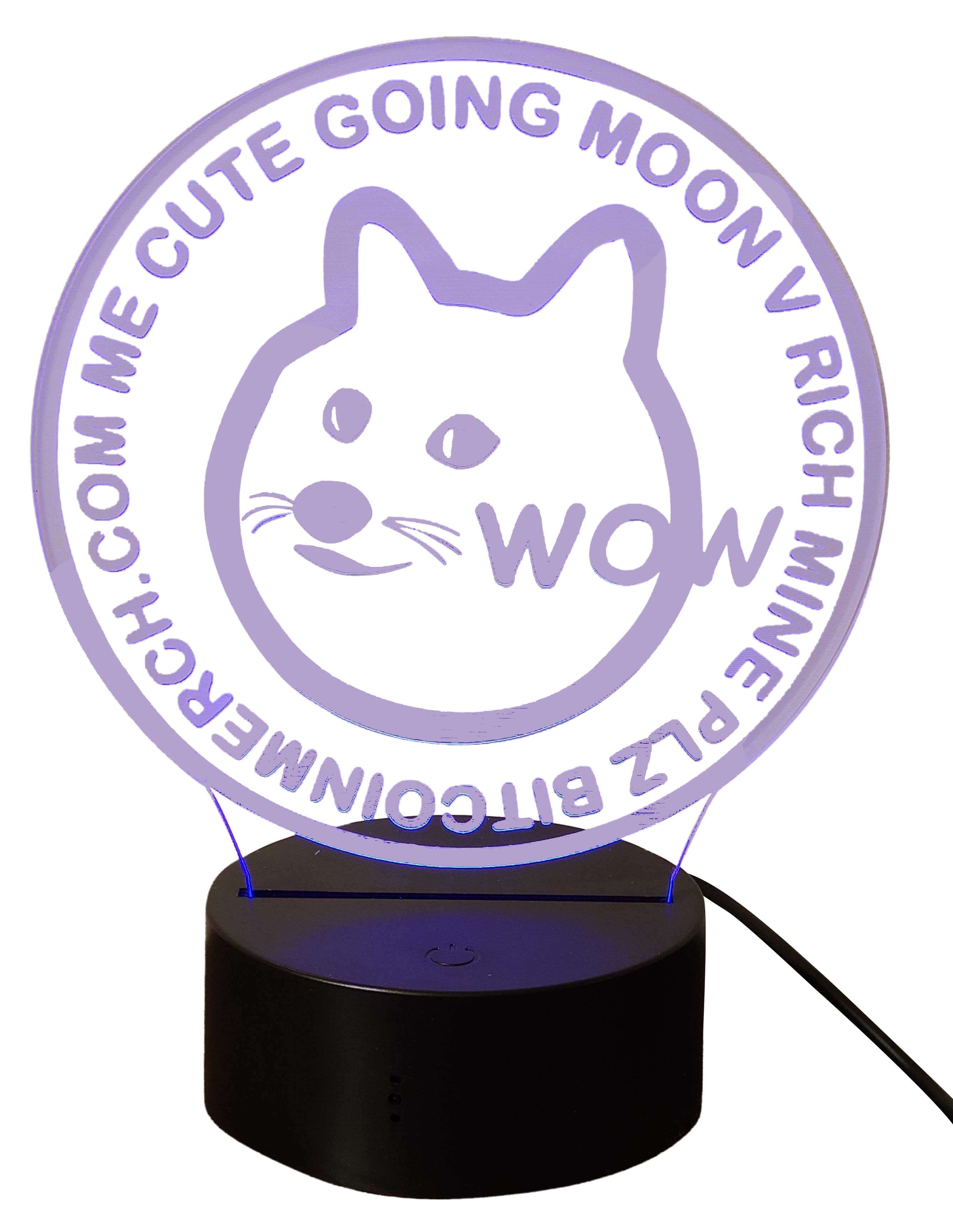 Clear Dogecoin USB LED Desk Night Light Lamp 