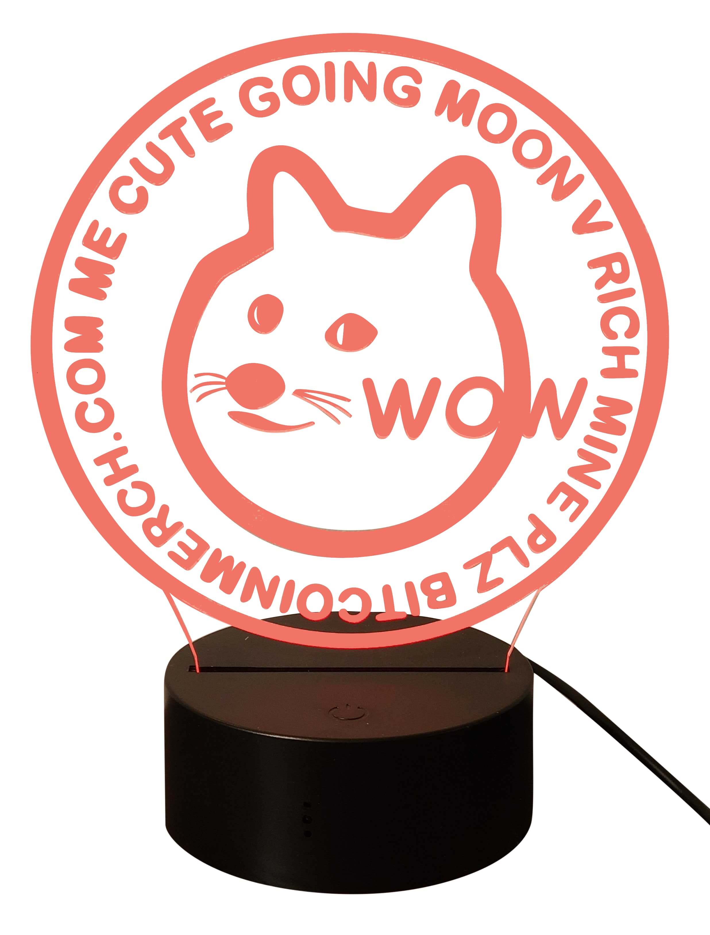 Clear Dogecoin USB LED Desk Night Light Lamp 