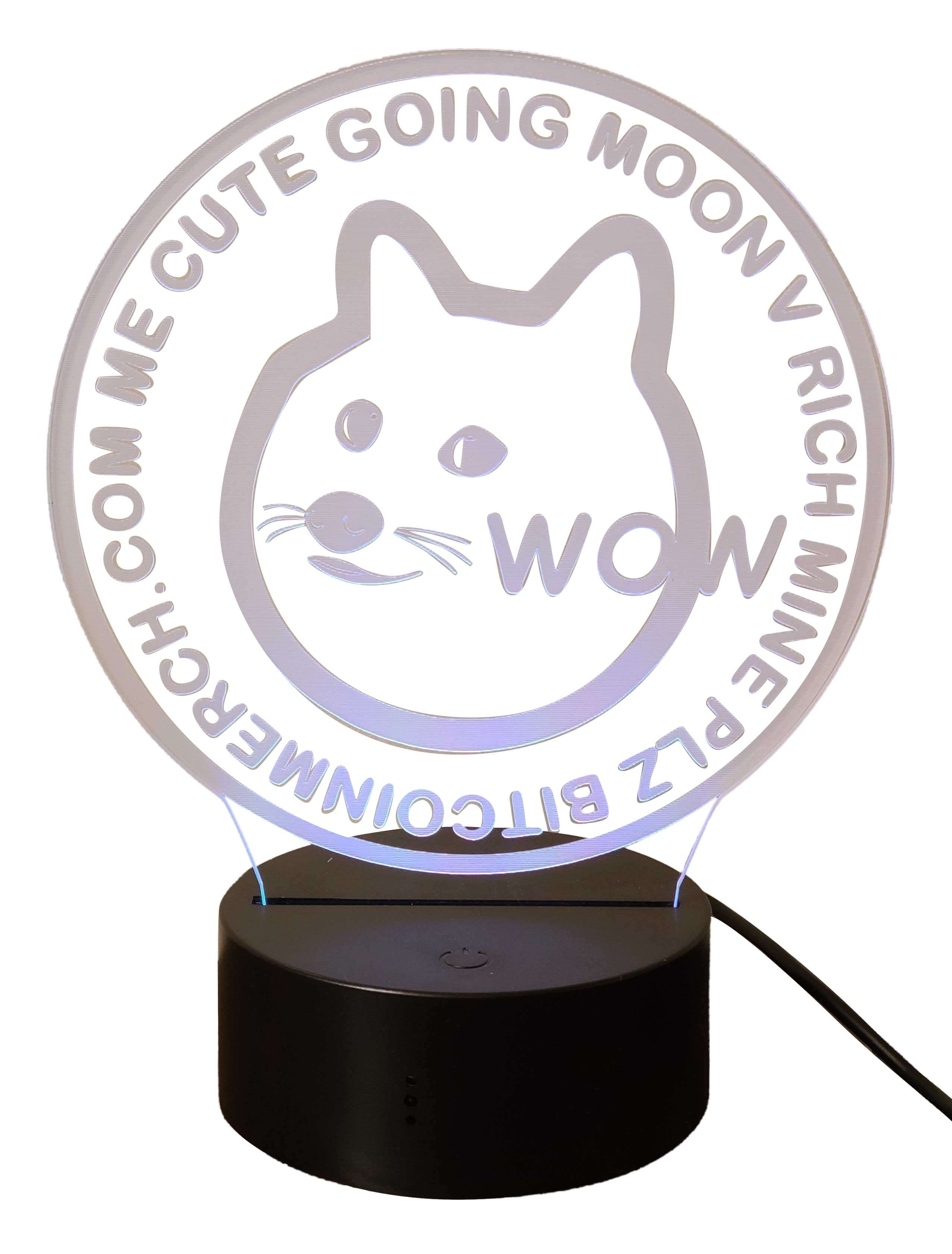 Clear Dogecoin USB LED Desk Night Light Lamp 