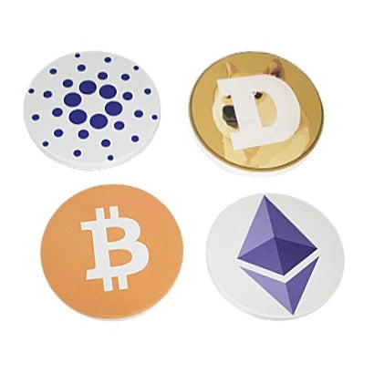 Cryptocurrency Assorted Drinking Mug/Glass Coasters - Set of 4