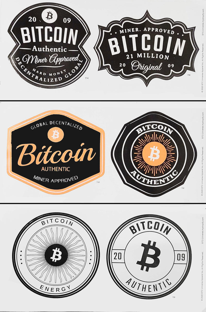 Bitcoin BTC Set of 6 Stickers Decals
