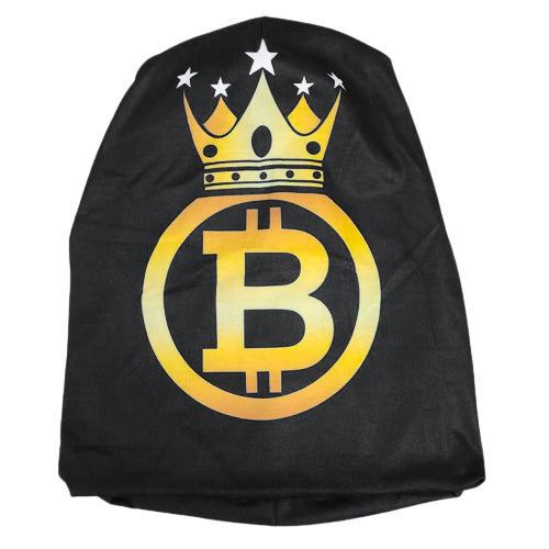 Bitcoin Crown All-Over Print Beanie Hat - Black/Yellow