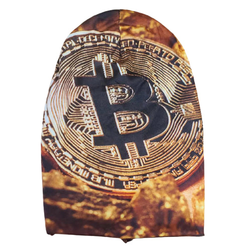 Bitcoin Cryptic Coin All-Over Beanie Hat - Black/Yellow