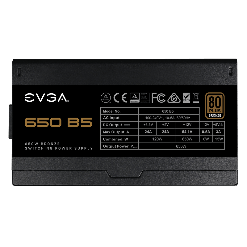 EVGA 650W B5 80 PLUS Bronze مزود طاقة معياري بالكامل PSU
