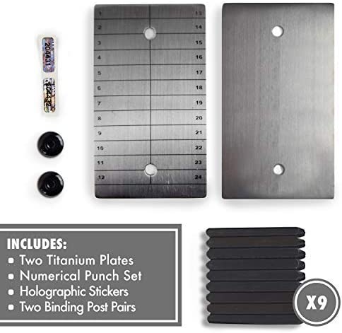 ColdTi - Titanium Bitcoin Cryptocurrency Seed Plates for Extremely Durable Cold Storage (2 Plates w/ 1 Punch Set & Anti-Tamper Seals) (Numerical Punch Set)