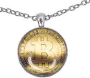 Bitcoin Necklace chain Pendant Commemorative Round Collectors (Silver)