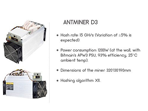 Bitcoin Merch® - Antminer D3 19.3 GH/s X11 ASIC Dash Miner