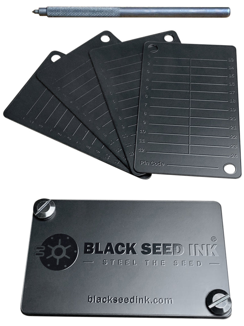 BLACK SEED INK Cryptocurrency Seed Key Phrase Backup - Seed Plate/s