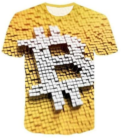 Meidum Hipster Retro 3D Print Bitcoin Women Men T-Shirt Short Sleeve Tee Plus Size Tops Yellow