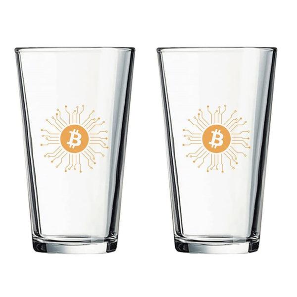 Bitcoin Merch Beer Drinking Glass (set of 2)