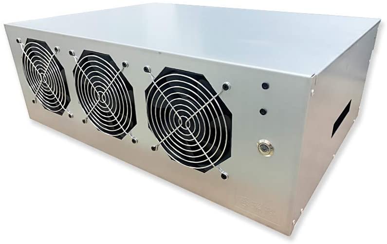 Ready-To-Mine™ 3-Fan 8 GPU Mining Frame Rig With Motherboard + CPU + RAM + SSD + PSU Included