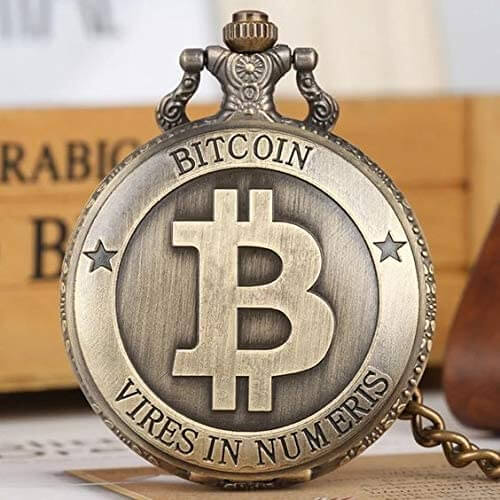 Bitcoin Pocket Watch with Chain - Bronze