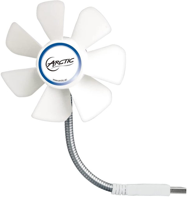 ARCTIC Breeze Mobile - مروحة سطح مكتب USB صغيرة برقبة مرنة ، محمولة ، 1700 دورة في الدقيقة - أبيض