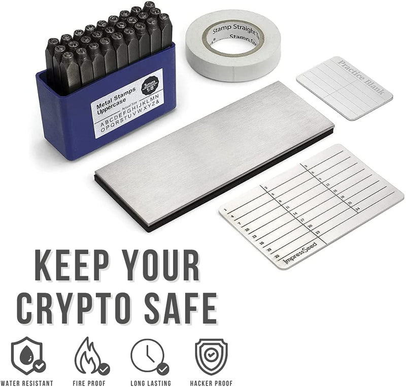 ImpressSeed Wallet Seed Key Backup - Silver Aluminum Plate Stamping KIT