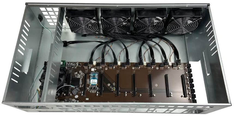 Ready-To-Mine™ 4-Fan GPU Frame Rig With Motherboard CPU RAM SS