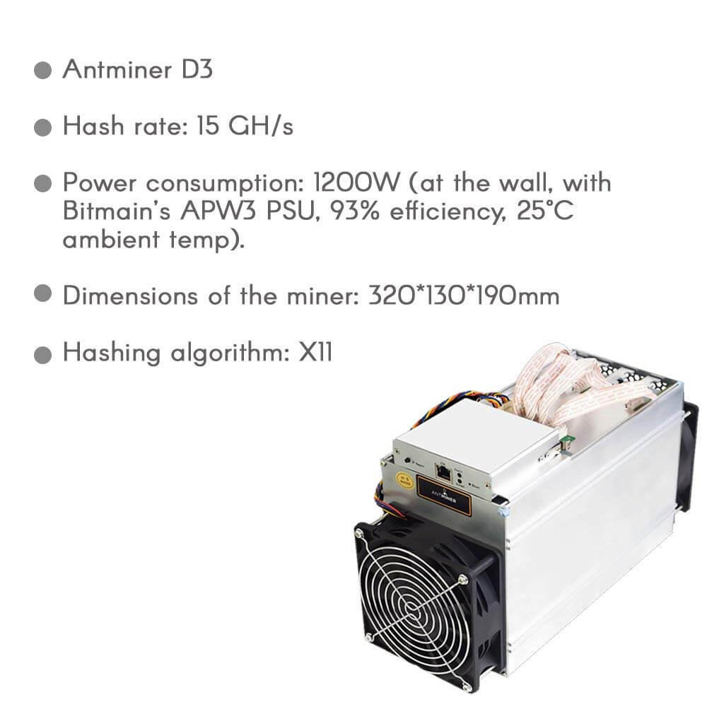 Bitcoin Merch Antminer D3 19.3 GH s X11 ASIC Dash Miner