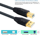 USB Type-A Male to USB Type-B Male Braided Cable - 6ft