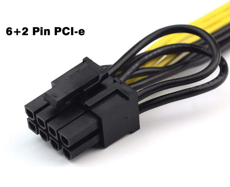 6-Pin Male to 8 Pin (6+2pin) Male PCIE VGA Cable for Graphics Video Card (20 Inch)