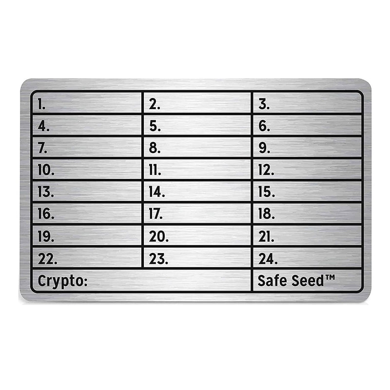 SAFE SEED Crypto Seed Key Phrase Backup