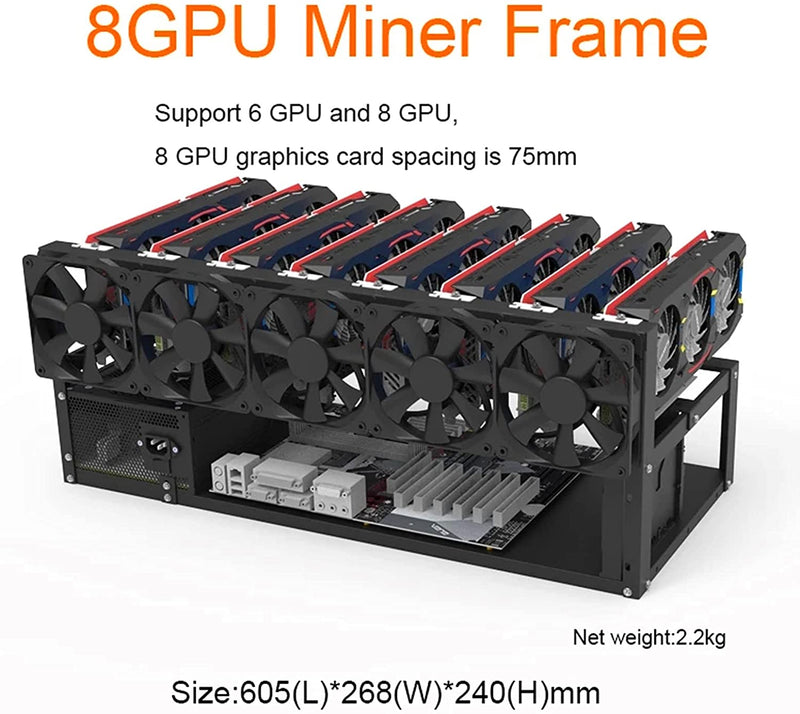 8 / 6 GPU Aluminum Mining Frame Stackable