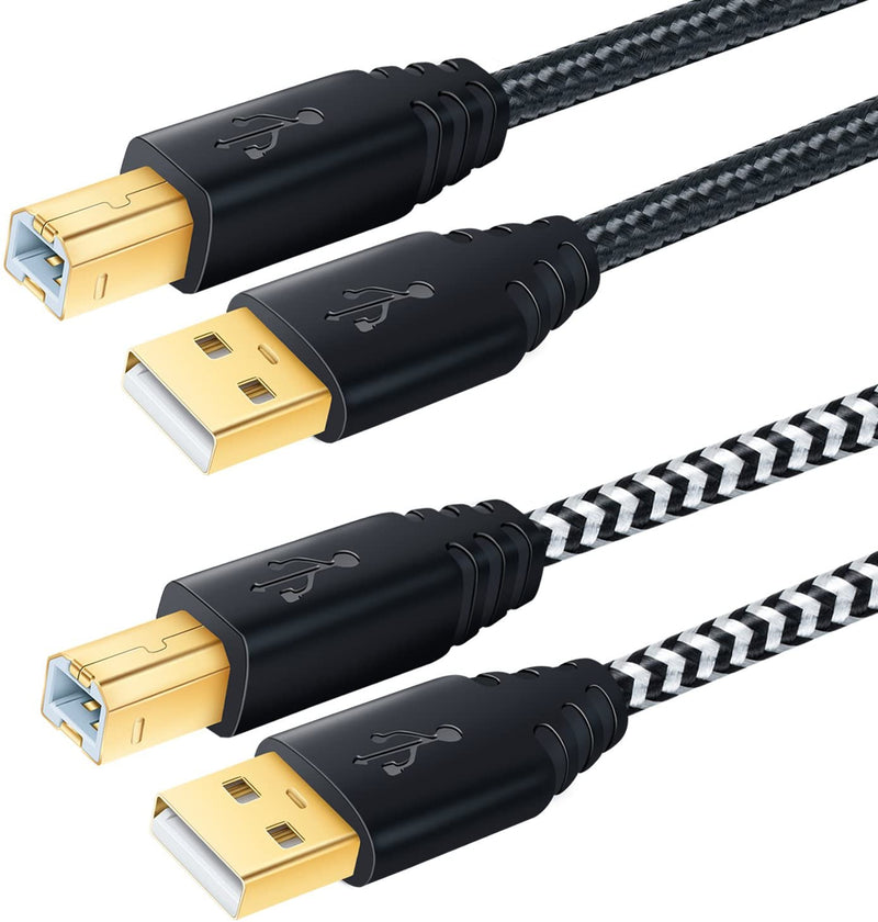 USB Type-A Male to USB Type-B Male Braided Cable - 6ft