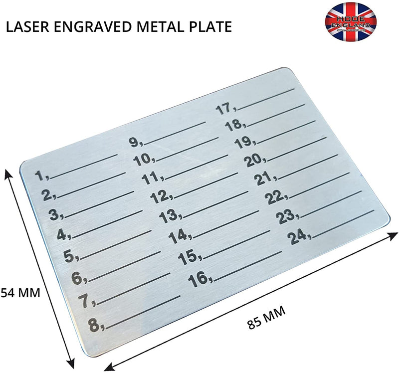 HOOE ENGLAND Cryptocurrency Seed Key Phrase Backup - Stainless Steel Plate + Alphanumerical Stamping