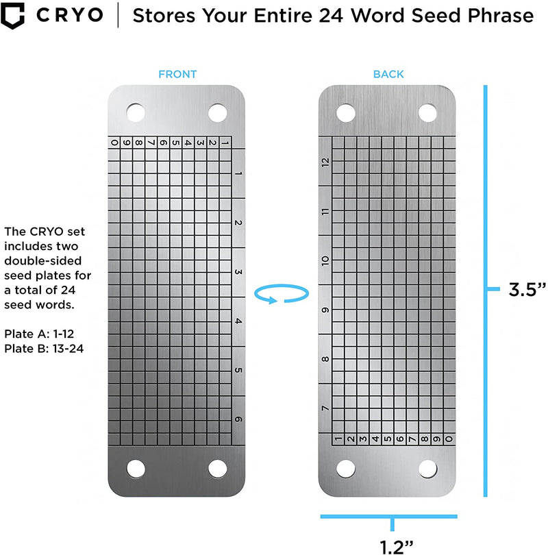 CRYO Crypto Seed Key Phrase Backup - Slim