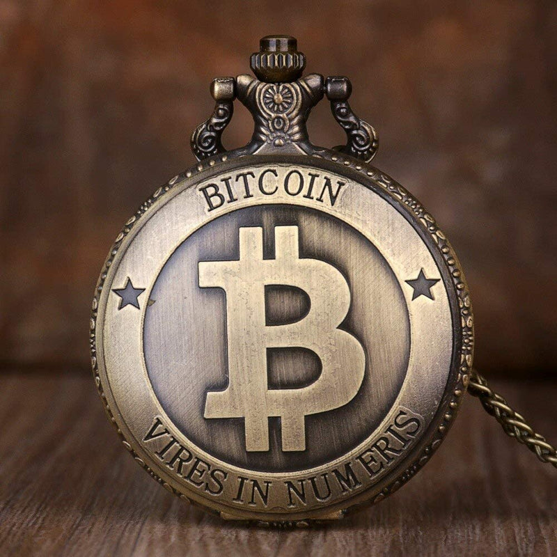 Bitcoin Pocket Watch with Chain - Bronze