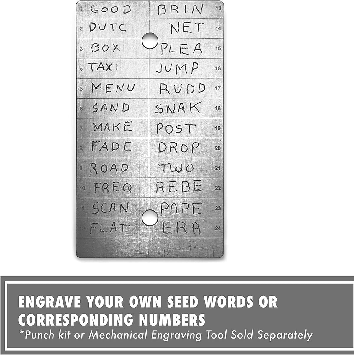 ColdTi - Titanium Bitcoin Cryptocurrency Seed Storage for Extremely Du