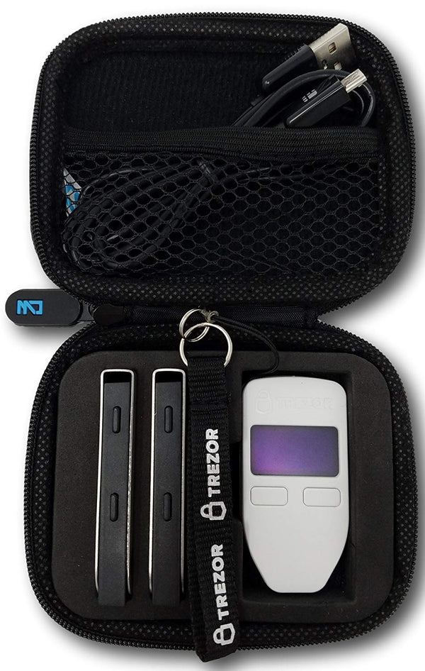 حقيبة حمل Trezor & Ledger Nano S Combo مع سحاب ، وتخزين محفظة جهاز Bitcoin ، وتخزين محافظ العملات المشفرة بأمان وتأمينها من التلف الناتج عن حالات CW (حقيبة Trezor & Ledger)