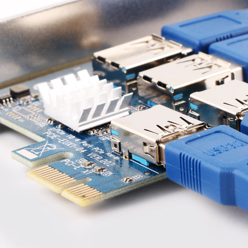 PCI-E Express 1X to 4 PCI-E 16X Slots Extender Riser Card External Adapter