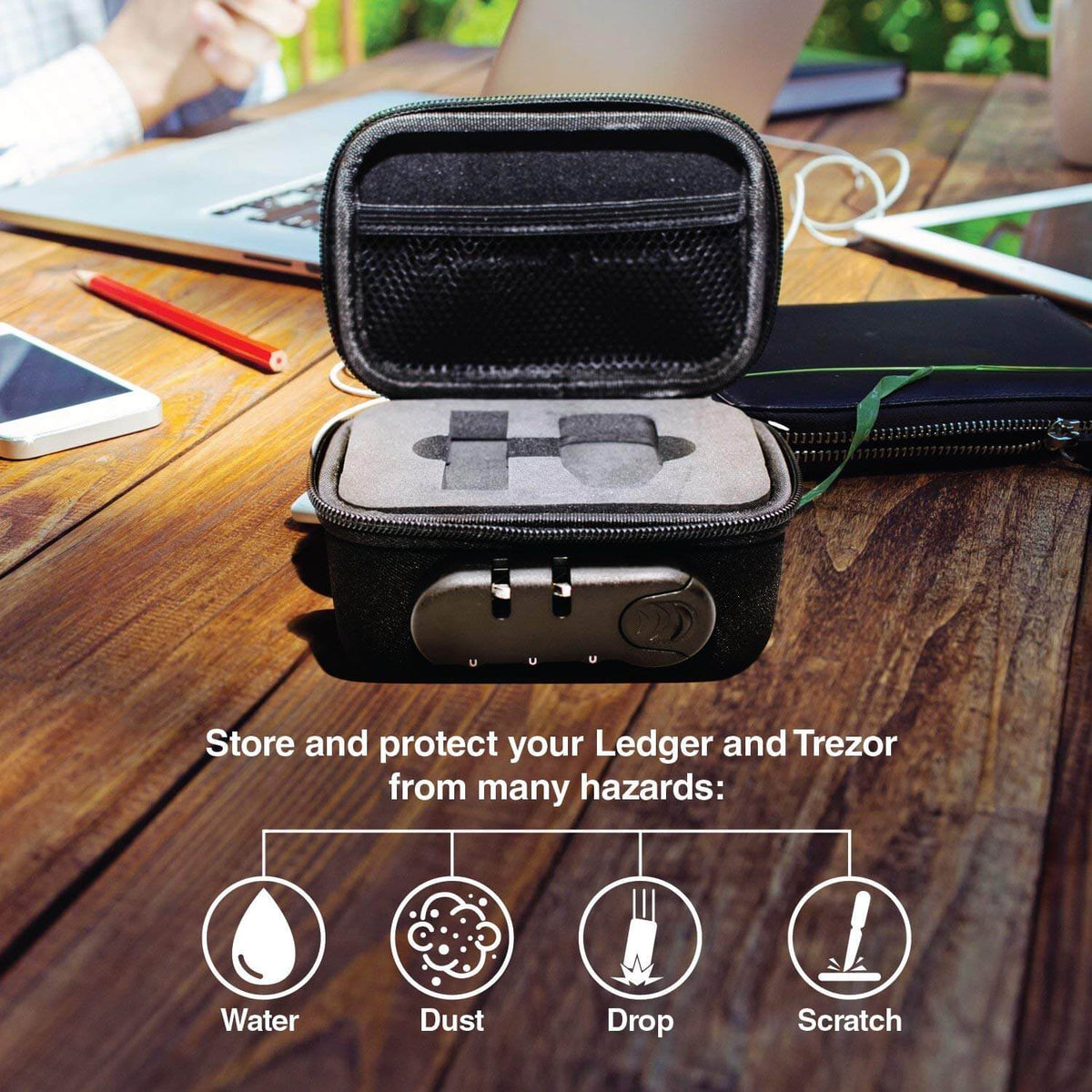Ledger Nano S and Trezor Hardware Bag with Lock for Cryptocurrency Col