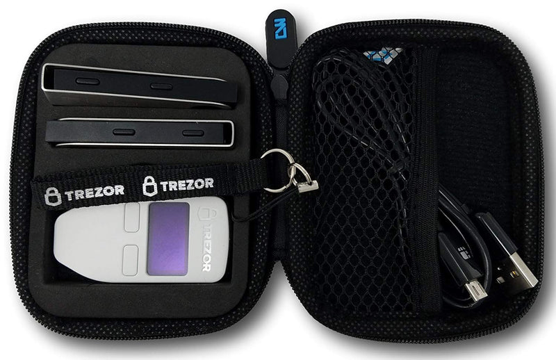 Trezor & Ledger Nano S Combo Carrying Case with Zipper, Bitcoin Hardware Wallet Storage, Safely Store Your Cryptocurrency Wallets and Secure From Damage by CW Cases (Trezor & Ledger Case)