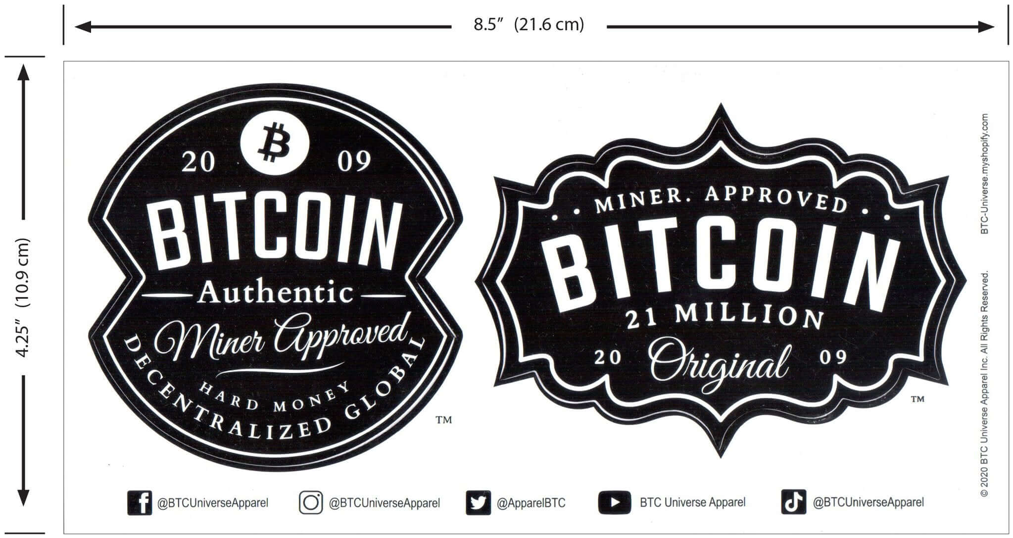 مجموعة ملصقات BTC Bitcoin Universe الأصلية المكونة من 3 أوراق